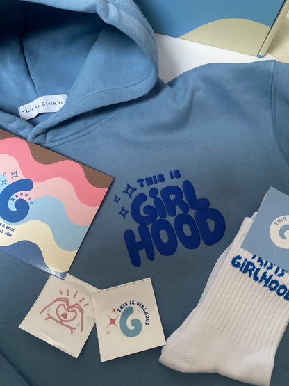 Finish the Look – Kids' Crew Socks with Blue Logo